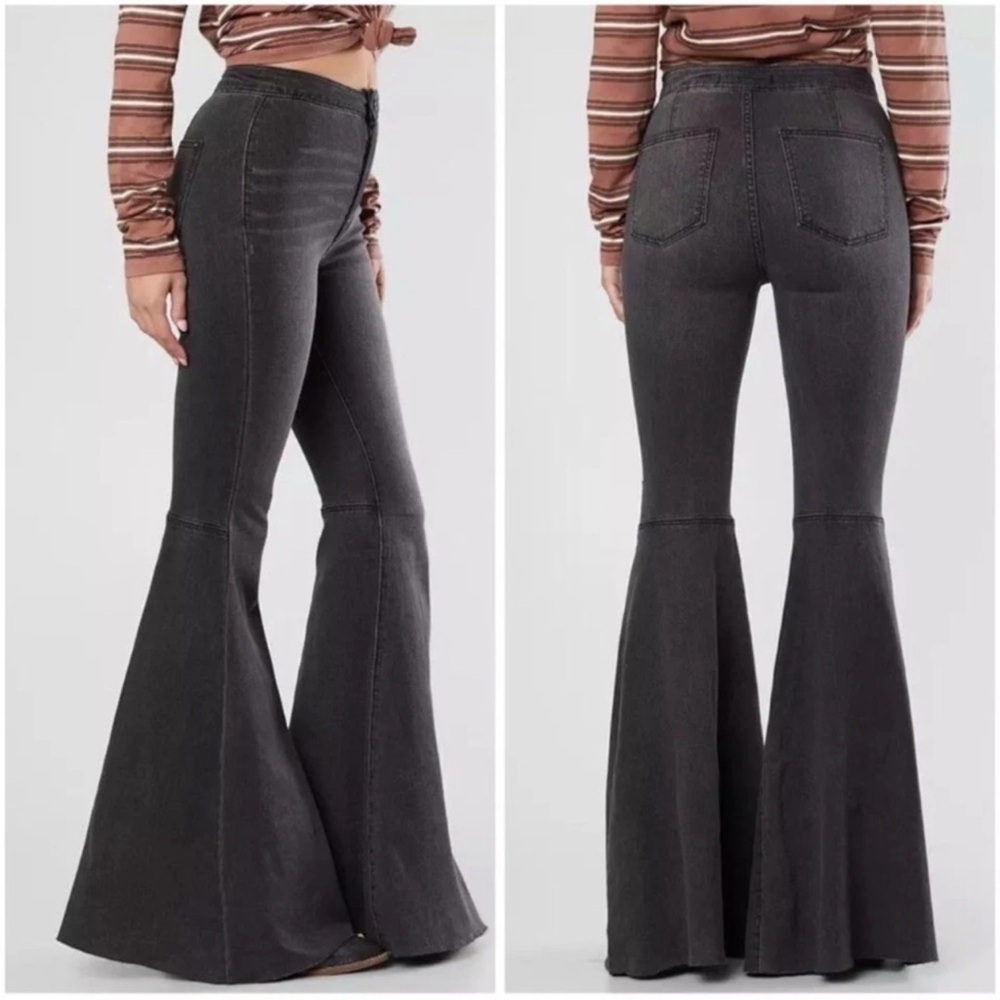 Free people just float on flare jeans raw release hem festival black size 27